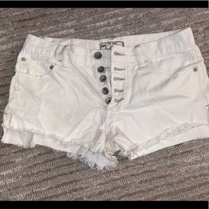 Free People White Button Shorts